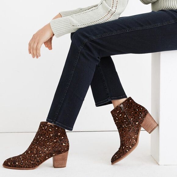 Madewell Rosie Ankle Boot in Painted Leopard Calf Hair Sz 6 - Picture 1 of 9